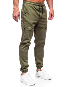 Pantalon de jogging cargo en tissu pour homme kaki Bolf 384