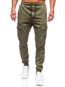 Pantalon de jogging cargo en tissu pour homme kaki Bolf 384