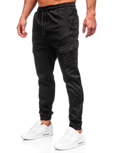 Pantalon de jogging cargo en tissu pour homme noir Bolf 384