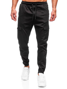 Pantalon de jogging cargo en tissu pour homme noir Bolf 384