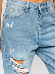 Pantalon en jean mom fit pour femme bleu Bolf WL2101