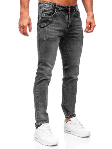 Pantalon en jean regular fit pour homme noir Bolf HY1050