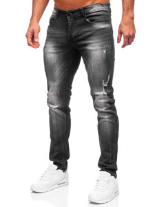 Pantalon en jean regular fit pour homme noir Bolf MP010N