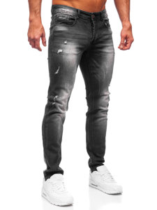 Pantalon en jean regular fit pour homme noir Bolf MP010N