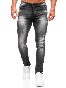 Pantalon en jean regular fit pour homme noir Bolf MP010N