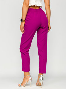 Pantalon en tissu avec boutons décoratifs pour femme fuchsia Bolf 8155