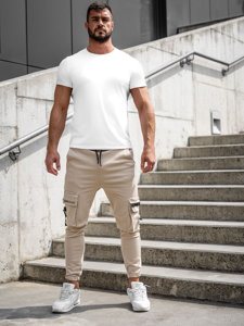 Pantalon jogger cargo pour homme beige Bolf 6685