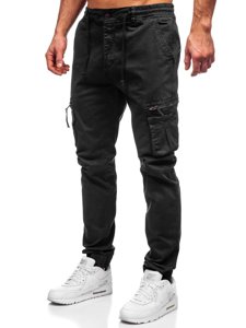 Pantalon jogger cargo pour homme noir Bolf 8983