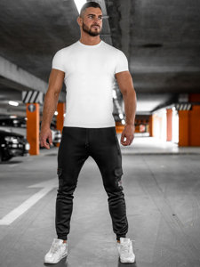 Pantalon jogger cargo rembourré pour homme noir-rouge Bolf HW2202