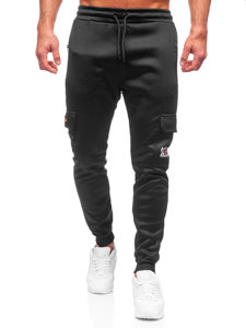 Pantalon jogger cargo rembourré pour homme noir-rouge Bolf HW2202