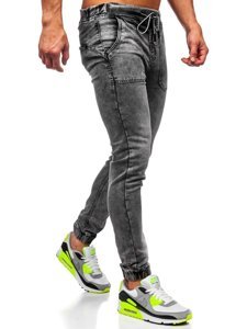 Pantalon jogger en jean pour homme noir Bolf KA1860