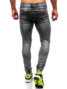 Pantalon jogger en jean pour homme noir Bolf KA1860