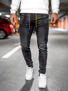 Pantalon jogger en jean pour homme noir Bolf R31123W1