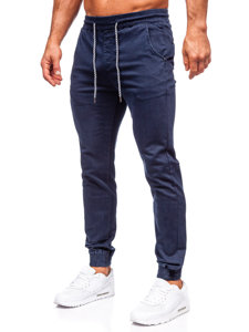 Pantalon jogger en tissu pour homme bleu foncé Bolf KA6792