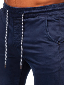 Pantalon jogger en tissu pour homme bleu foncé Bolf KA6792