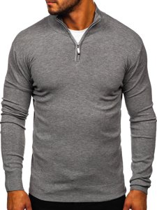 Pull à col montant pour homme gris Bolf YY08