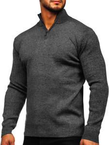 Pull à col montant pour homme noir Bolf S8279