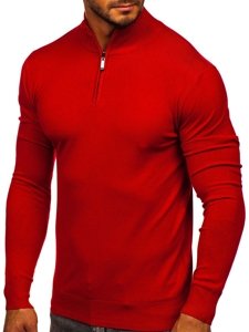 Pull à col montant pour homme rouge Bolf YY08