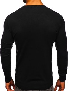 Pull col V pour homme noir Bolf YY03