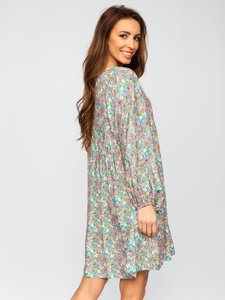 Robe à fleurs pour femme verte Bolf 3019