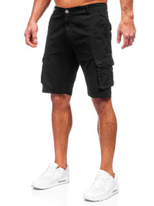 Short cargo en tissu pour homme noir Bolf J707