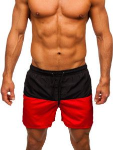 Short de bain pour homme noir-rouge Bolf HM058