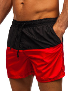 Short de bain pour homme noir-rouge Bolf HM058