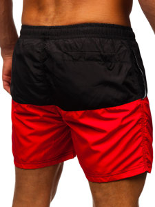 Short de bain pour homme noir-rouge Bolf HM058