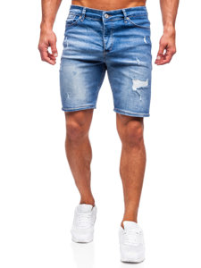 Short en jean pour homme bleu foncé Bolf 0458