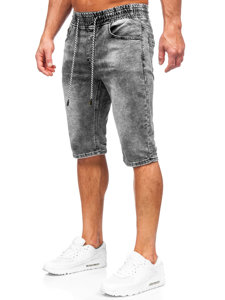 Short en jean pour homme noir Bolf KR1551