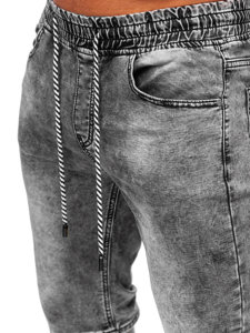 Short en jean pour homme noir Bolf KR1551