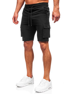 Short pantalon court cargo pour homme noir Bolf DC469