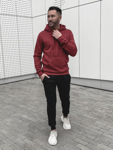 Survêtement avec sweat-shirt à capuche kangourou pour homme bordeaux Bolf D002