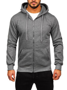 Survêtement avec un sweat-shirt à capuche zippé pour homme anthracite Bolf D004