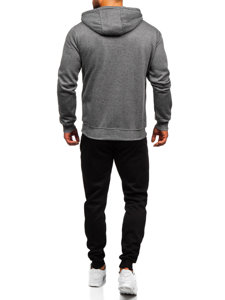 Survêtement avec un sweat-shirt à capuche zippé pour homme anthracite Bolf D004