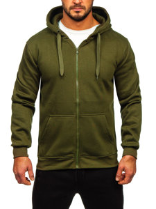 Survêtement avec un sweat-shirt à capuche zippé pour homme d'olive Bolf D004