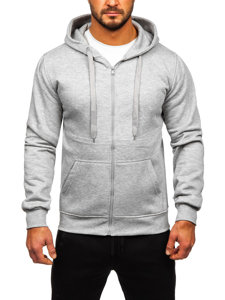 Survêtement avec un sweat-shirt à capuche zippé pour homme gris Bolf D004