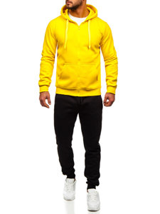 Survêtement avec un sweat-shirt à capuche zippé pour homme jaune Bolf D004