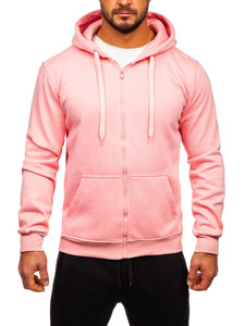 Survêtement avec un sweat-shirt à capuche zippé pour homme rose clair Bolf D004