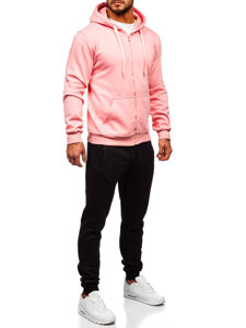 Survêtement avec un sweat-shirt à capuche zippé pour homme rose clair Bolf D004