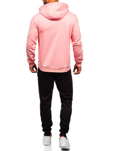 Survêtement avec un sweat-shirt à capuche zippé pour homme rose clair Bolf D004