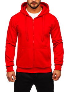 Survêtement avec un sweat-shirt à capuche zippé pour homme rouge Bolf D004