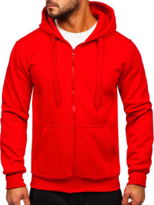 Survêtement avec un sweat-shirt à capuche zippé pour homme rouge Bolf D004