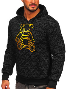 Sweat-shirt à capuche avec application en zircons pour homme noir Bolf HM566