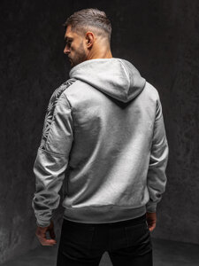 Sweat-shirt à capuche avec fermeture pour homme gris Bolf 27B8120