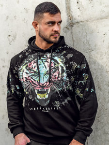 Sweat-shirt à capuche avec une application de paillettes pour homme noir Bolf 6420