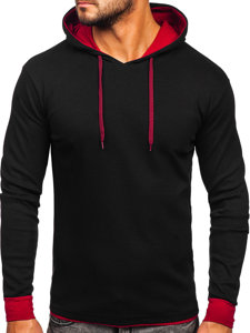 Sweat-shirt à capuche pour homme noir-bordeaux Bolf 146312