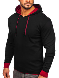 Sweat-shirt à capuche pour homme noir-bordeaux Bolf 146312