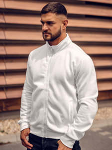 Sweat-shirt à col V avec fermeture pour homme blanc Bolf B2002A