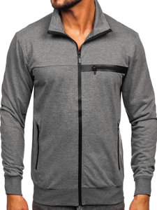 Sweat-shirt à col montant avec fermeture pour homme anthracite Bolf B227